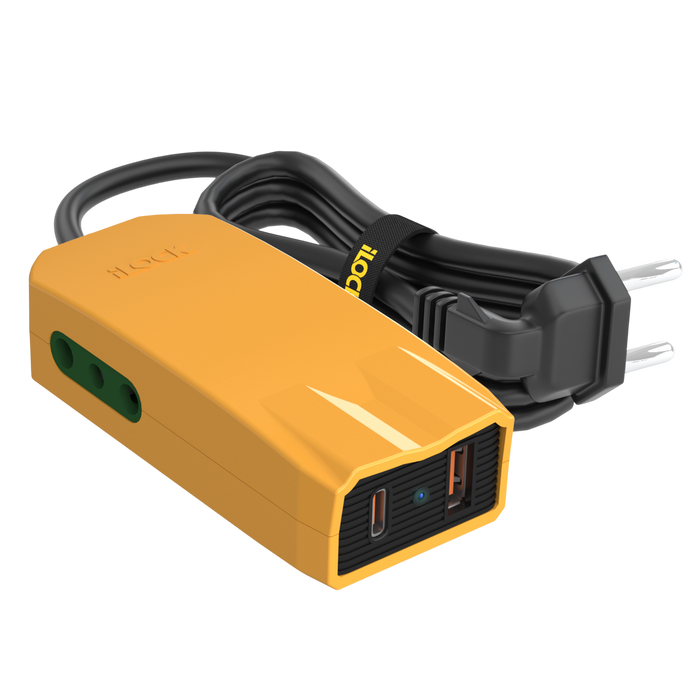ILOCK Mini Charger PRO Fast Charging USB Type-C & Type-A & 2 Outlets - 3M - Yellow  for sale in Egypt from Games2Egypt