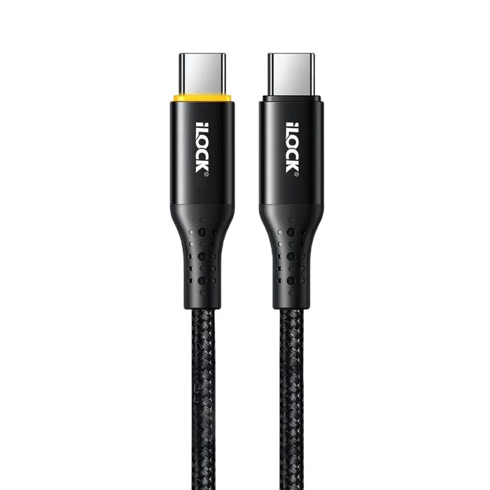 iLOCK Fast Charging 100 Watt USB-C to Type-C Braided Cable LED Indicator - 1M  for sale in Egypt from Games2Egypt