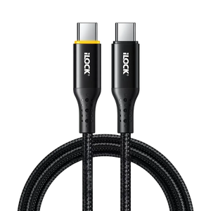iLOCK Fast Charging 100 Watt USB-C to Type-C Braided Cable LED Indicator - 1M -  for sale in Egypt from Games2Egypt