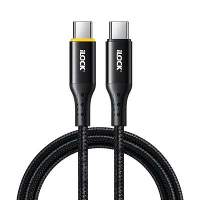 iLOCK Fast Charging 100 Watt USB-C to Type-C Braided Cable LED Indicator - 1M