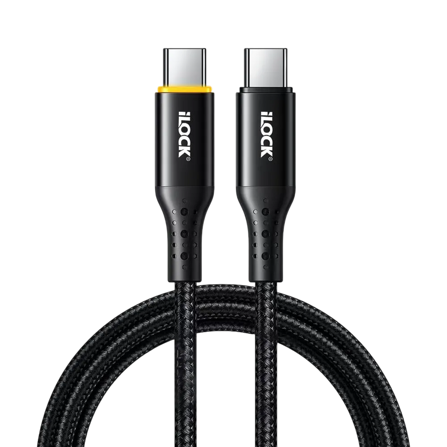 كابل آي لوك USB-C إلى USB-C مضفّر شحن سريع 100 واط (LED) – 1 متر