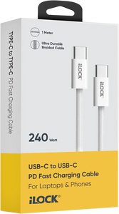 iLOCK Fast Charging Type-C to Type-C Braided Cable 240W PD - 1M  for sale in Egypt from Games2Egypt