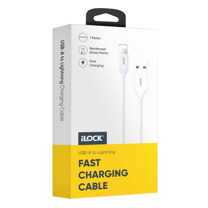 iLOCK Fast Charging & Data USB-A to Lightning Cable - 1M - White  for sale in Egypt from Games2Egypt