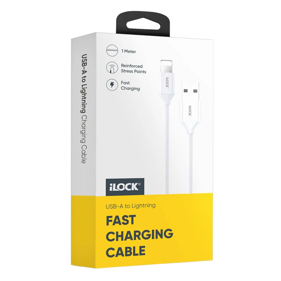 iLOCK Fast Charging & Data USB-A to Lightning Cable - 1M - White – image 3
