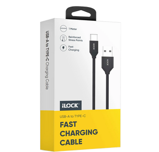iLOCK Fast Charging & Data USB-A to Type-C Cable - 1M - Black  for sale in Egypt from Games2Egypt
