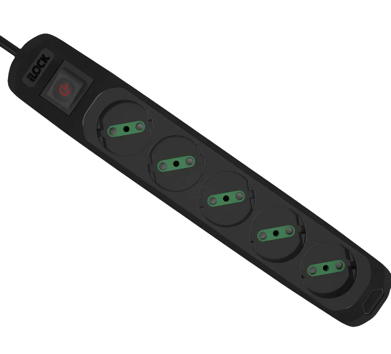 ILOCK Basic Power Strip 5 Outlets without earthing - 1.5M - Black  for sale in Egypt from Games2Egypt