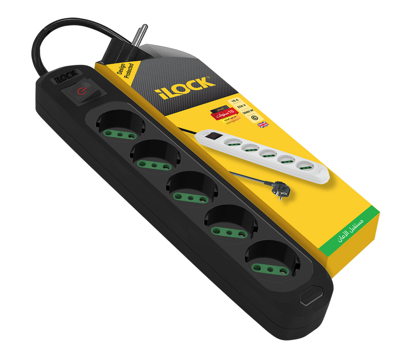 ILOCK Basic Power Strip 5 Outlets without earthing - 1.5M - Black  for sale in Egypt from Games2Egypt