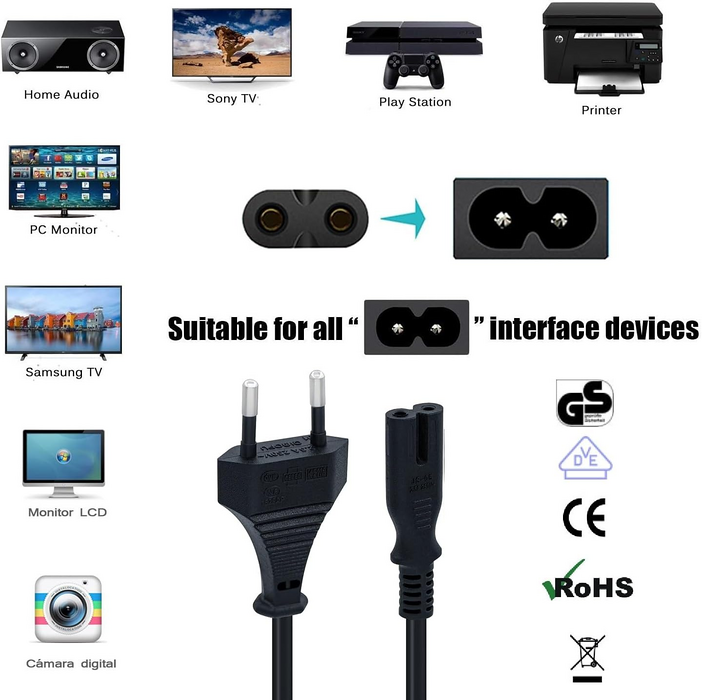 iLOCK Radio IEC C7 Power Cable 1.8M - Black  for sale in Egypt from Games2Egypt