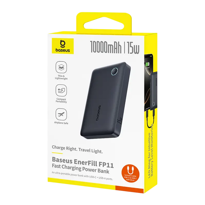 Baseus EnerFill FP11 Power Bank 10000mAh - Black  for sale in Egypt from Games2Egypt