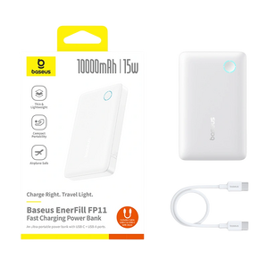 Baseus EnerFill FP11 Power Bank 10000mAh - White  for sale in Egypt from Games2Egypt