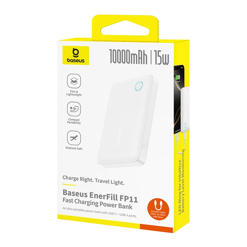 Baseus EnerFill FP11 Power Bank 10000mAh - White – image 6