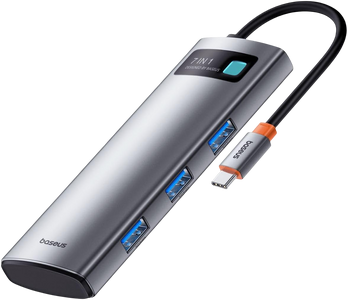 Baseus Metal Gleam 7-Port USB-C Hub HDMI 4K@60 - Space Grey  for sale in Egypt from Games2Egypt