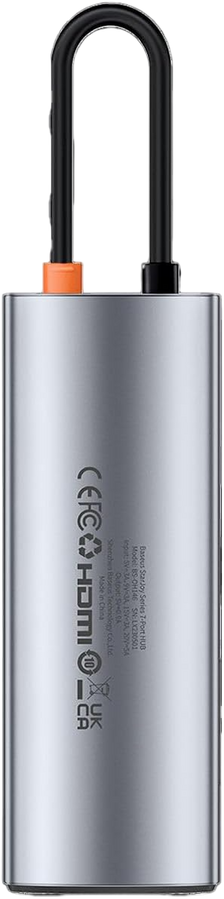 بيزوس Baseus مِحور USB-C ميتال جليم 7 منافذ — رمادي – صورة 3