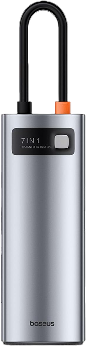 Baseus Metal Gleam 7-Port USB-C Hub HDMI 4K@60 - Space Grey  for sale in Egypt from Games2Egypt