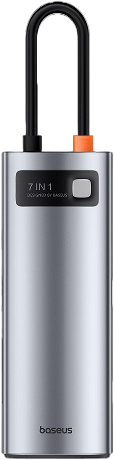 بيزوس Baseus مِحور USB-C ميتال جليم 7 منافذ — رمادي – صورة 4