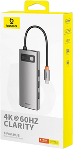 Baseus Metal Gleam 7-Port USB-C Hub HDMI 4K@60 - Space Grey  for sale in Egypt from Games2Egypt