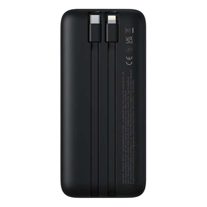 Baseus Lipow Dual-Cable Power Bank 20000mAh - Black  for sale in Egypt from Games2Egypt