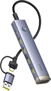 Baseus UltraJoy 4-Port Hub Air USB 3.0x4 + USB-C 5V - Space Grey -  for sale in Egypt from Games2Egypt