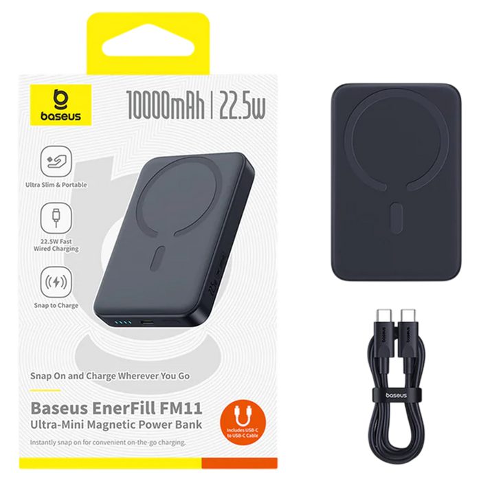 Baseus EnerFill FM11 Magnetic Power Bank 10000mAh - Black  for sale in Egypt from Games2Egypt