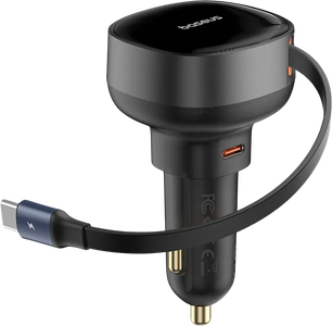 Baseus Enjoyment Pro 60W Car Charger + Retractable USB-C - Black -  for sale in Egypt from Games2Egypt