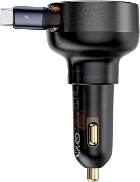 Baseus Enjoyment Pro 60W Car Charger + Retractable USB-C - Black  for sale in Egypt from Games2Egypt