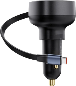 Baseus Enjoyment Pro 60W Car Charger + Retractable USB-C - Black  for sale in Egypt from Games2Egypt