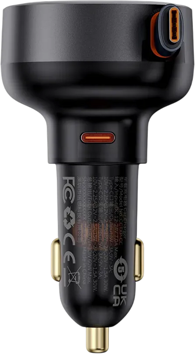 Baseus Enjoyment Pro 60W Car Charger + Retractable USB-C - Black  for sale in Egypt from Games2Egypt