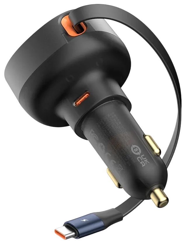 Baseus Enjoyment Pro 60W Car Charger + Retractable USB-C - Black – image 6