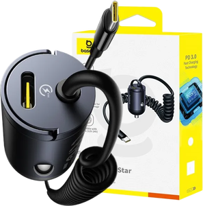 Baseus Tiny Star Mini 30W Car Charger USB-C + USB-C Cable - Black -  for sale in Egypt from Games2Egypt