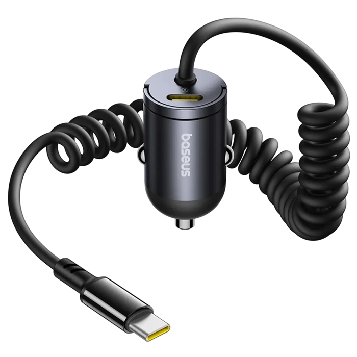 Baseus Tiny Star Mini 30W Car Charger USB-C + USB-C Cable - Black  for sale in Egypt from Games2Egypt