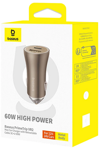 Baseus PrimeTrip VP1 60W Car Charger USB-A + USB-C - Stellar Gold  for sale in Egypt from Games2Egypt