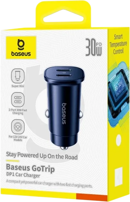 Baseus GoTrip DP1 30W Car Charger 2-USB-C - Cosmic Black  for sale in Egypt from Games2Egypt
