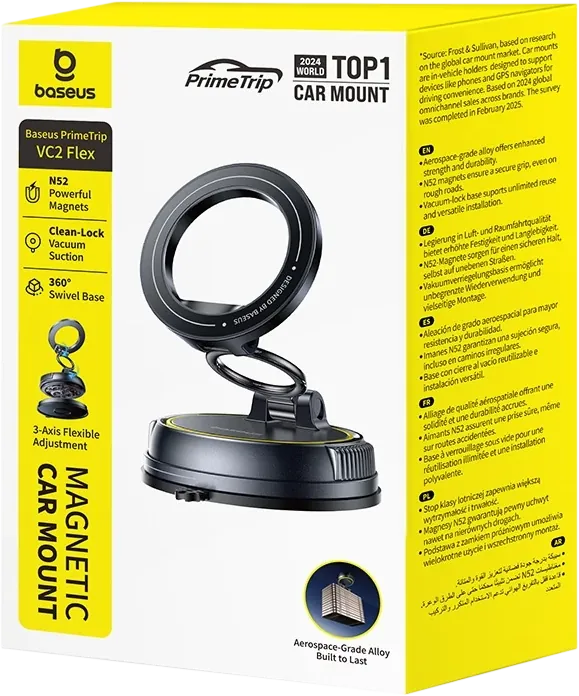 Baseus VC2 Flex Magnetic Phone Car Holder (Suction Cup) - Black  for sale in Egypt from Games2Egypt