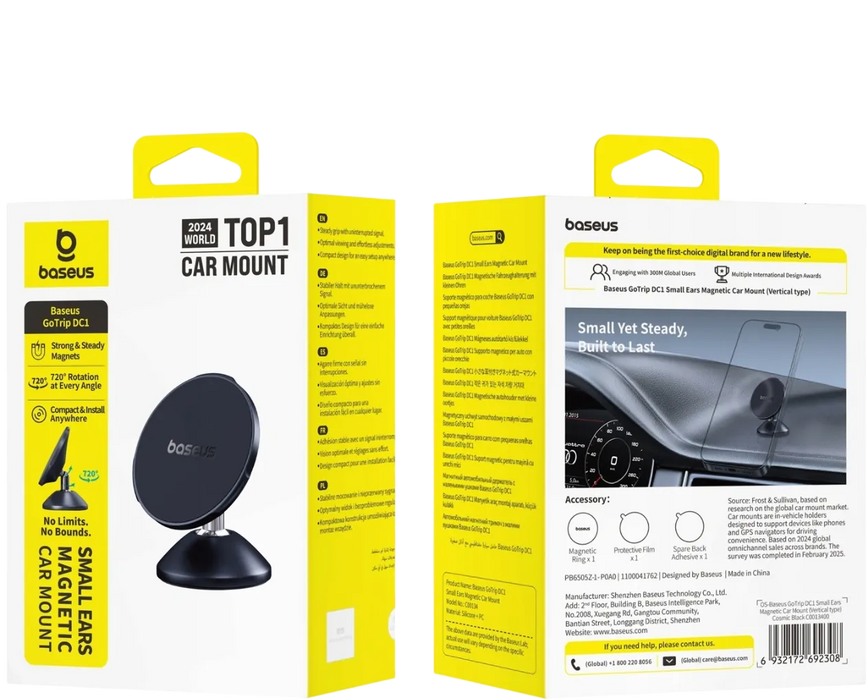 Baseus GoTrip DC1 Magnetic Phone Car Mount Vertical - Black  for sale in Egypt from Games2Egypt