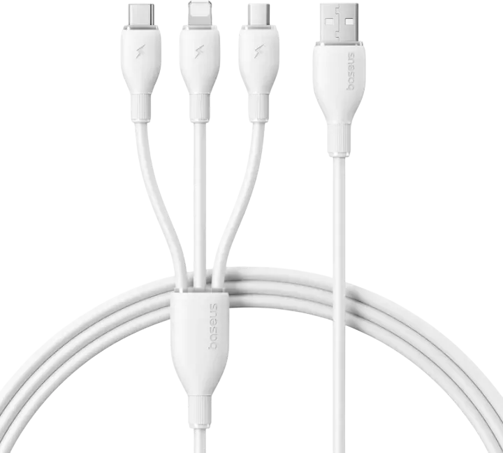 Baseus Ultra-Fast USB-A Cable 3-in-1 3.5A - 1.3M - Moon White  for sale in Egypt from Games2Egypt