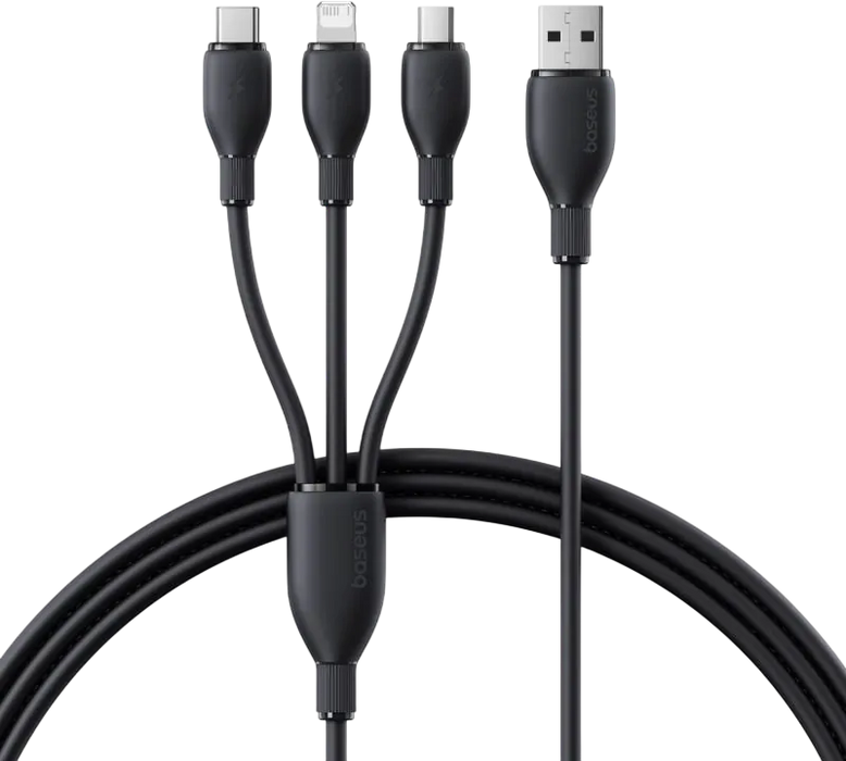 Baseus Ultra-Fast USB-A Cable  3-in-1 3.5A - 0.8M - Cosmic Black  for sale in Egypt from Games2Egypt
