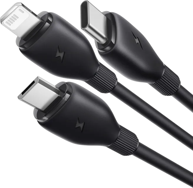 Baseus Ultra-Fast USB-A Cable  3-in-1 3.5A - 0.8M - Cosmic Black  for sale in Egypt from Games2Egypt