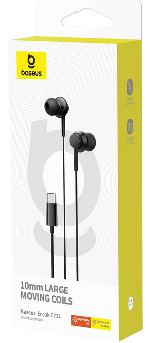 Baseus Encok CZ11 USB-C Wired Earphones - Black  for sale in Egypt from Games2Egypt