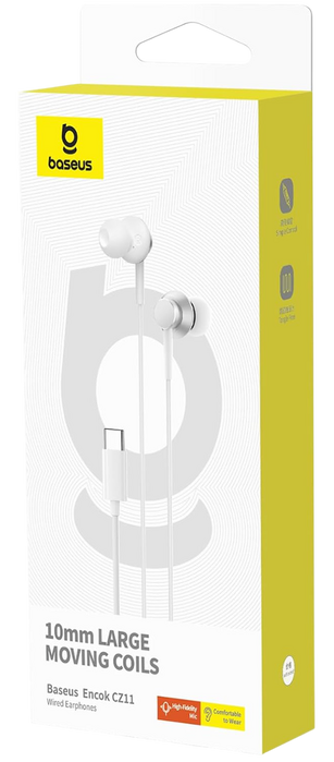 Baseus Encok CZ11 USB-C Wired Earphones - White  for sale in Egypt from Games2Egypt