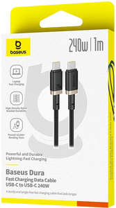 Baseus Dura USB-C to USB-C Cable 240W - 1M - Gold/Black  for sale in Egypt from Games2Egypt