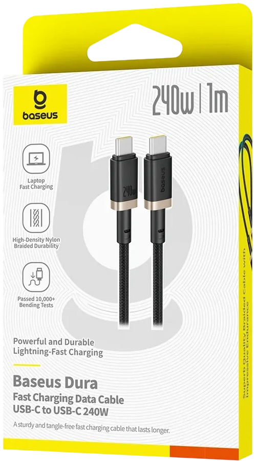 Baseus Dura USB-C to USB-C Cable 240W - 1M - Gold/Black – image 4