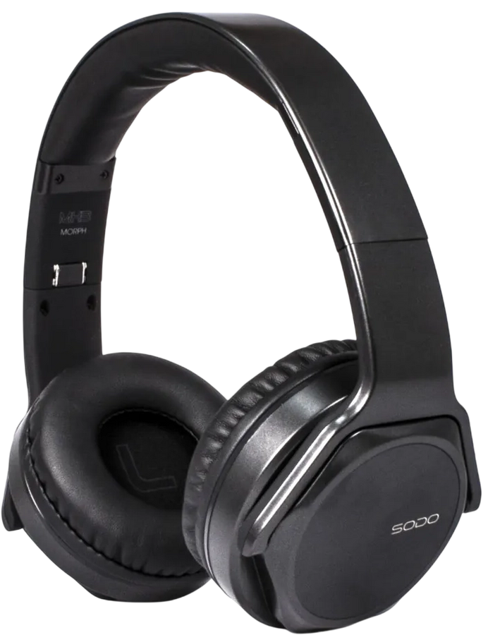 Sodo MH3 2-in-1 Bluetooth Headphones + Twist-Out Speaker - Black