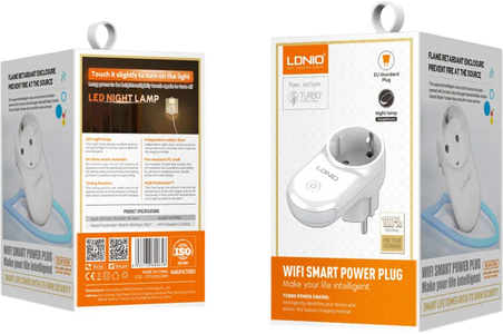LDNIO SEW1058 WiFi Smart Socket + LED Night Lamp (EU) - White  for sale in Egypt from Games2Egypt
