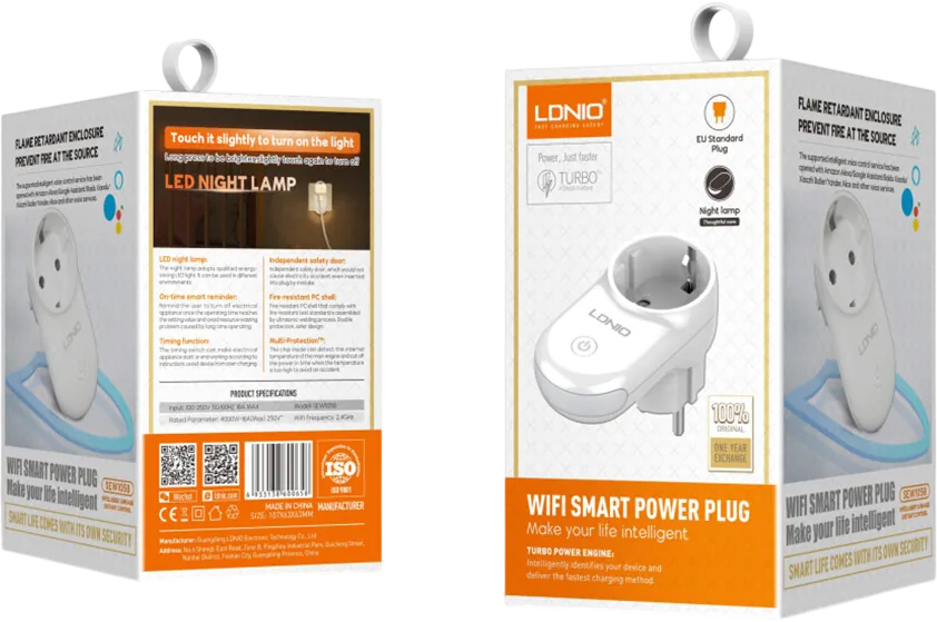 LDNIO SEW1058 WiFi Smart Socket + LED Night Lamp (EU) - White  for sale in Egypt from Games2Egypt