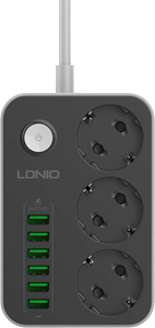 LDNIO SE3631 Power Strip 3 Power Sockets and 6 USB Ports - Black -  for sale in Egypt from Games2Egypt