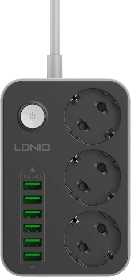 لدنيو SE3631 مشترك كهرباء 3 مقابس + 6 منافذ USB - أسود