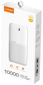 LDNIO PR1009 Ultra-thin Power Bank 10000mAh Dual USB - White  for sale in Egypt from Games2Egypt