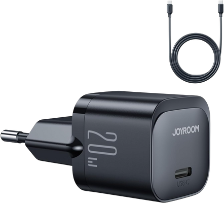Joyroom JR-TCF02 PD Mini EU Charger 20W with USB-C Cable - Black