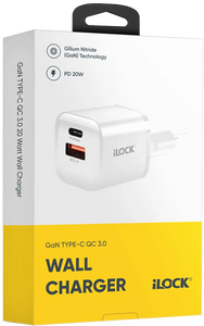 iLOCK 20W Dual-Port Wall Charger (USB-A + USB-C, QC 3.0) - White  for sale in Egypt from Games2Egypt