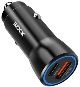 iLOCK 60W Dual-Port Car Charger (USB-C PD + USB-A QC) LED -  for sale in Egypt from Games2Egypt